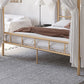 Metal Four Poster Bed con cabecera de marco abierto, cama estándar glamorosa