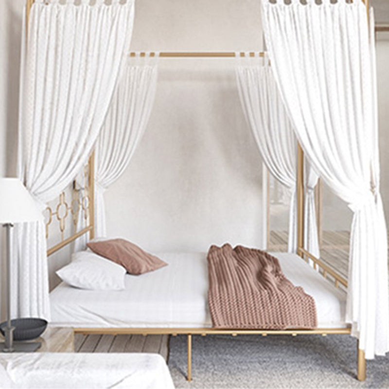 Metal Four Poster Bed con cabecera de marco abierto, cama estándar glamorosa