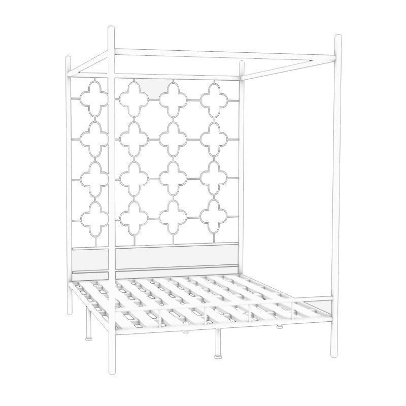 Metal Four Poster Bed con cabecera de marco abierto, cama estándar glamorosa
