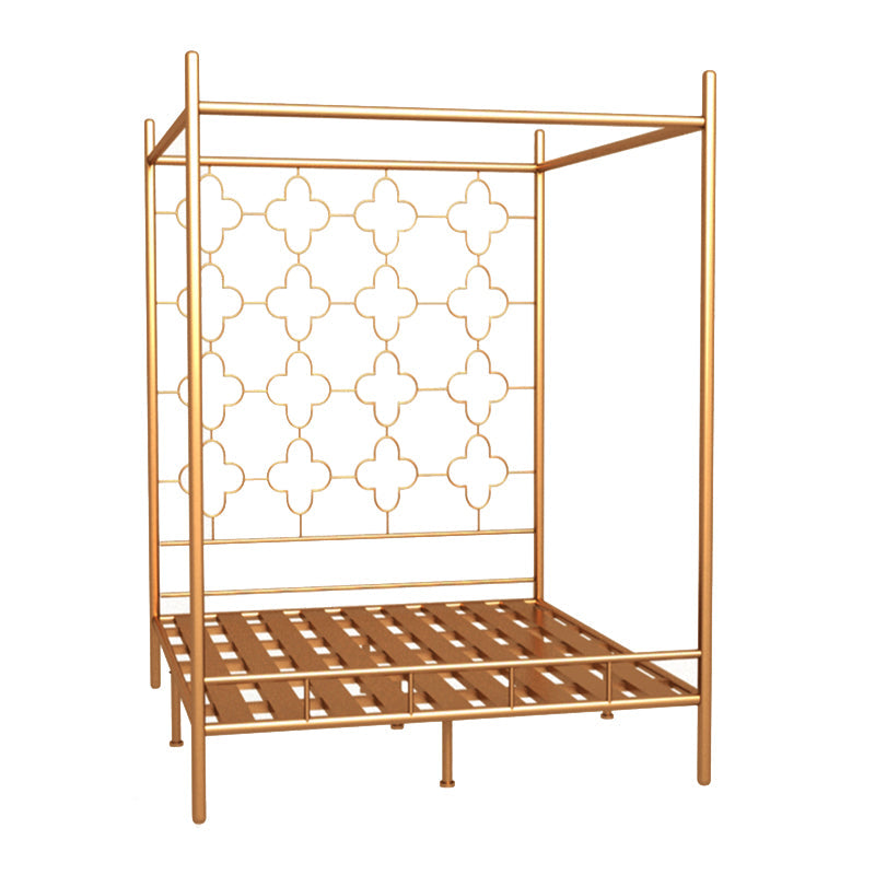 Metal Four Poster Bed con cabecera de marco abierto, cama estándar glamorosa