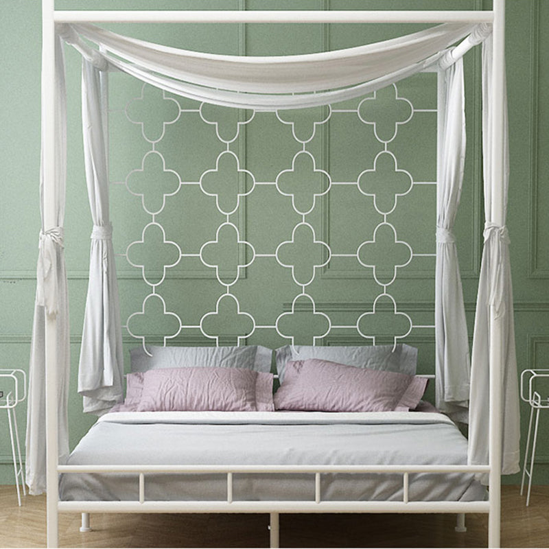 Metal Four Poster Bed con cabecera de marco abierto, cama estándar glamorosa