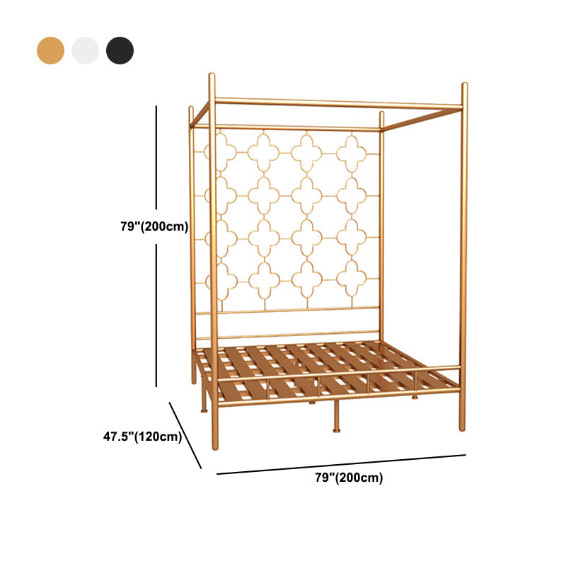 Metal Four Poster Bed con cabecera de marco abierto, cama estándar glamorosa