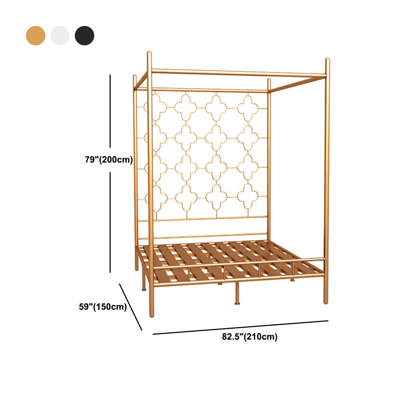 Metal Four Poster Bed con cabecera de marco abierto, cama estándar glamorosa