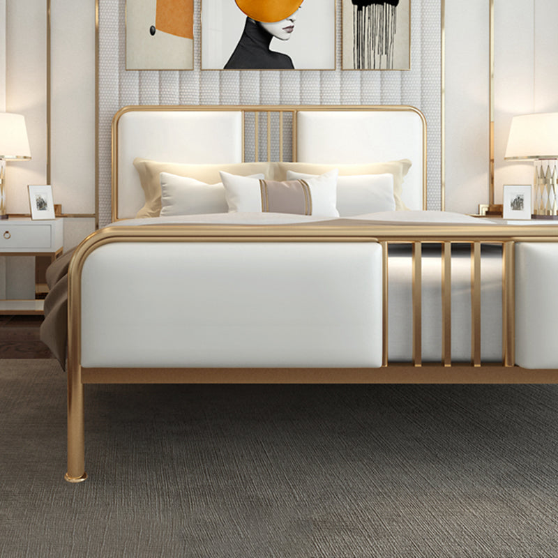 グラムパネルベッドメタルと布張りヘッドボード付き布張りベッドフレーム