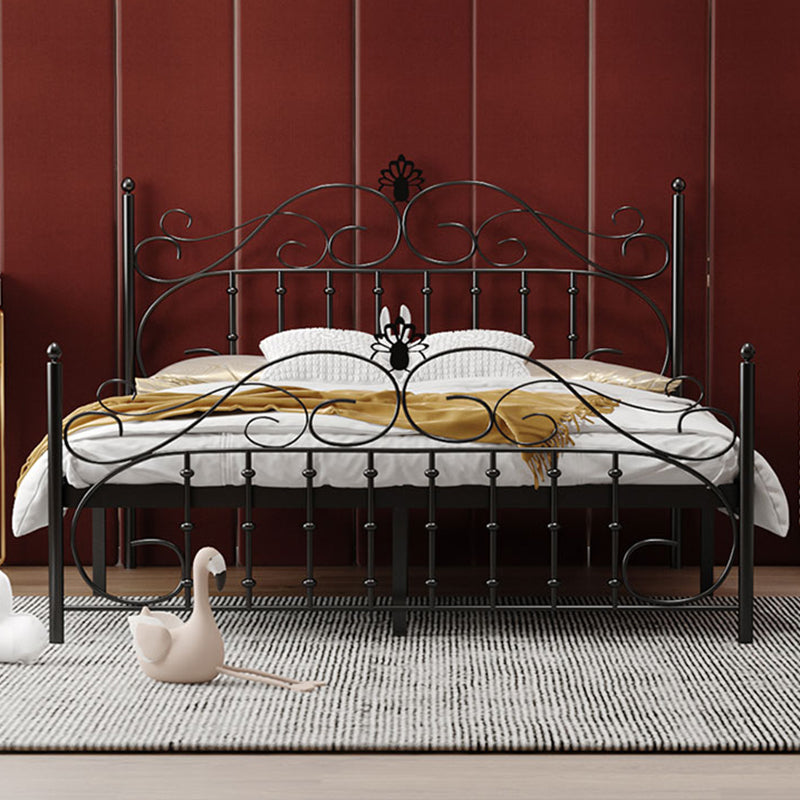 Letto contemporaneo metallico a frame aperto 48,4 "letto alto con testiera ad arco