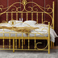 Letto contemporaneo metallico a frame aperto 48,4 "letto alto con testiera ad arco