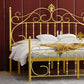 Letto contemporaneo metallico a frame aperto 48,4 "letto alto con testiera ad arco