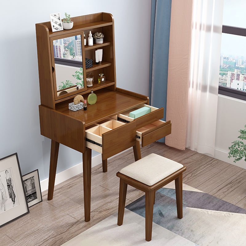 Skandinavisch Spiegelte Make-up Eitelkeit Massivholz-Schminktisch