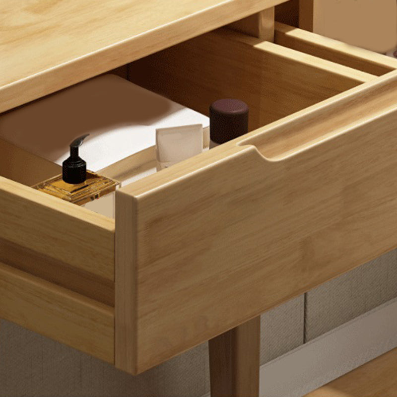 4 Drawer & Mirror Makeup Vanity Desk Rubber Wood Dressing Table Clearhalo 'Bedroom Furniture' 'furn' 'furn_makeup_vanities' 'Furniture' 'Makeup Vanities' 'makeup_vanities' 5754462