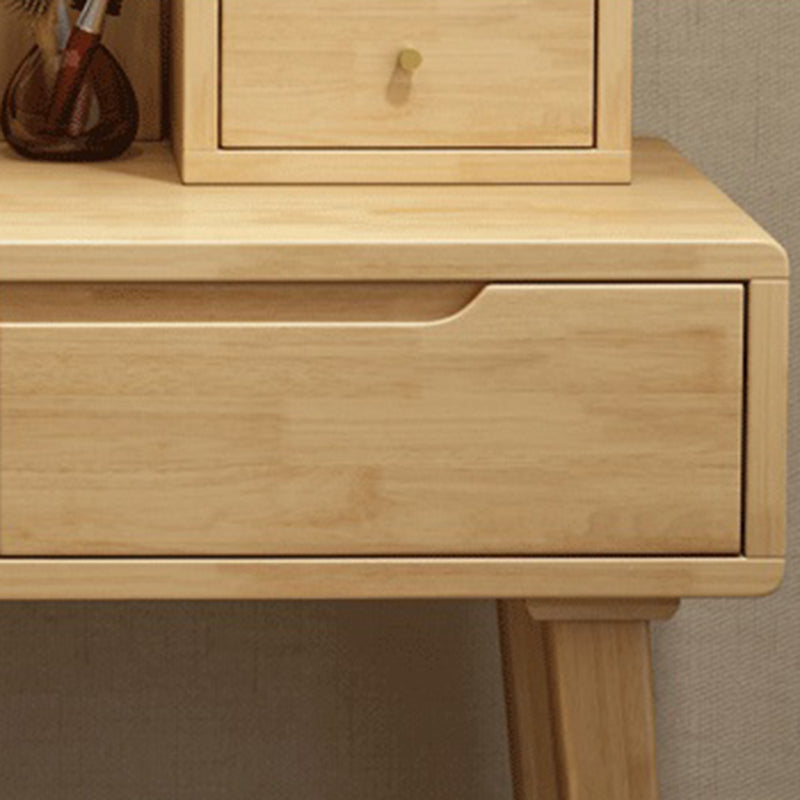 4 Drawer & Mirror Makeup Vanity Desk Rubber Wood Dressing Table Clearhalo 'Bedroom Furniture' 'furn' 'furn_makeup_vanities' 'Furniture' 'Makeup Vanities' 'makeup_vanities' 5754463