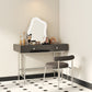 Black/White Contemporary Vanity 2 Storage Drawers with Padded Stool