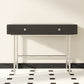 Black/White Contemporary Vanity 2 Storage Drawers with Padded Stool