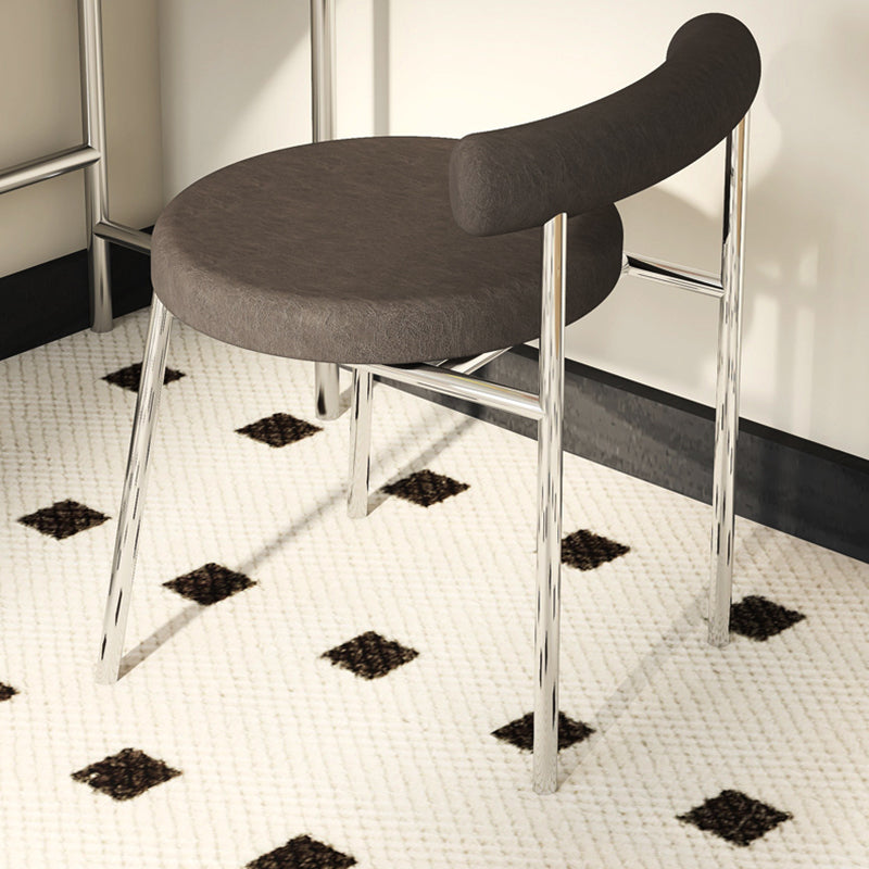 Black/White Contemporary Vanity 2 Storage Drawers with Padded Stool