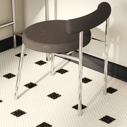 Black/White Contemporary Vanity 2 Storage Drawers with Padded Stool