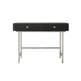 Black/White Contemporary Vanity 2 Storage Drawers with Padded Stool