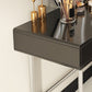 Black/White Contemporary Vanity 2 Storage Drawers with Padded Stool