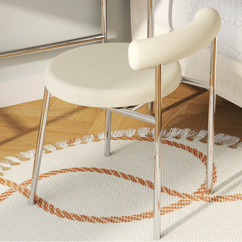 Black/White Contemporary Vanity 2 Storage Drawers with Padded Stool