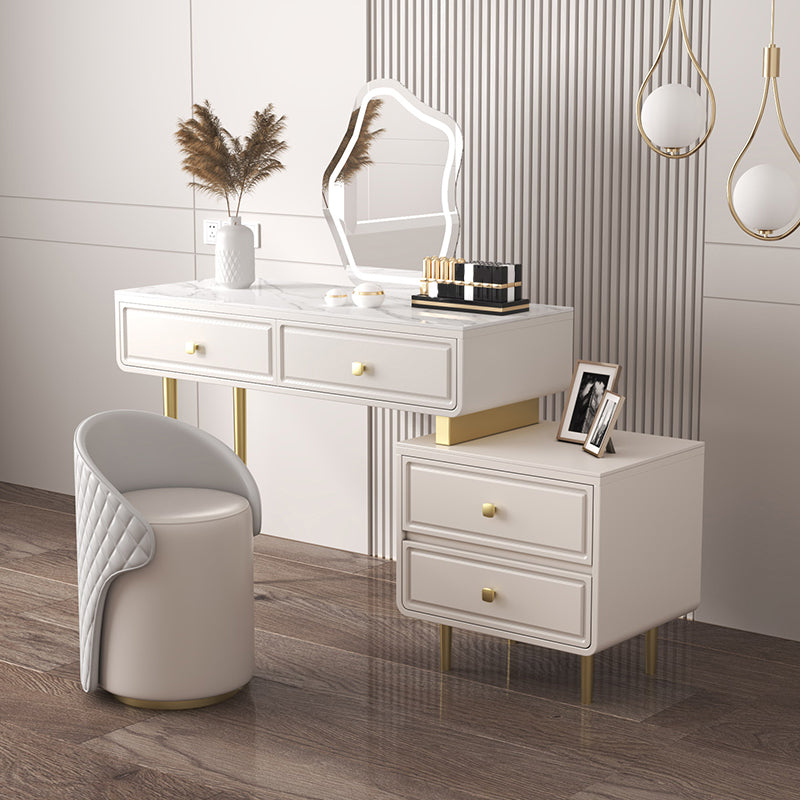 30.7" High 4 Drawers Makeup Vanity Desk Wood and Metal Vanity