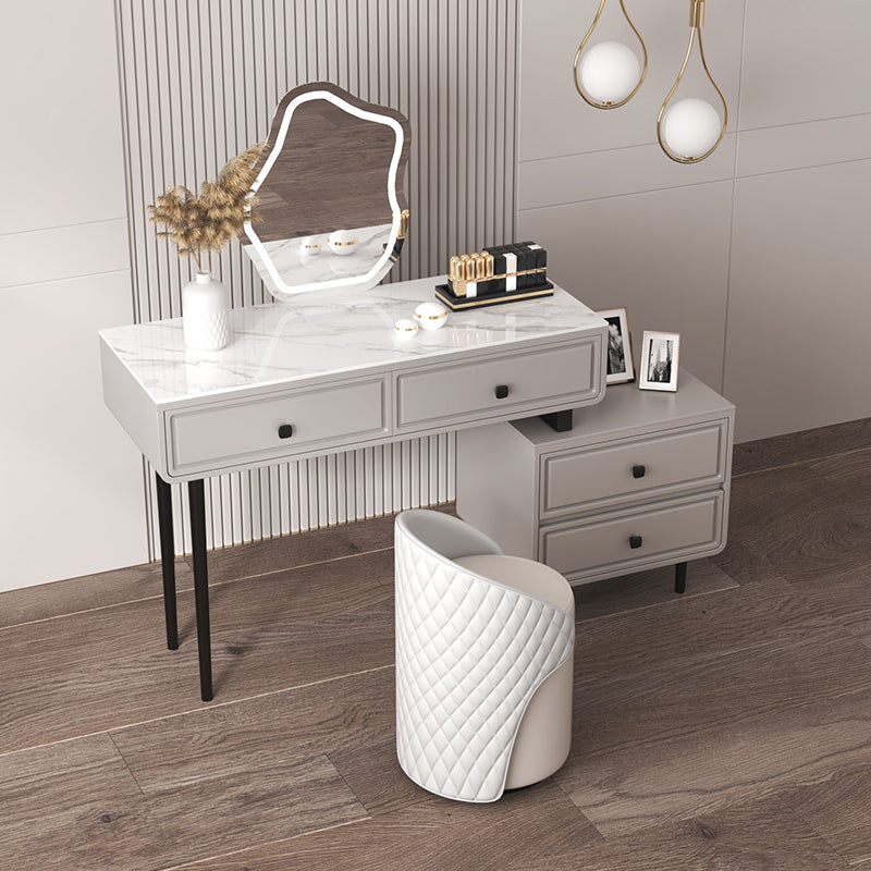 30.7" High 4 Drawers Makeup Vanity Desk Wood and Metal Vanity