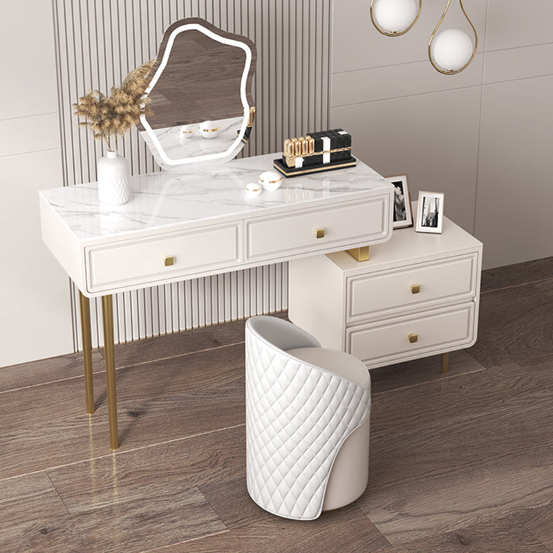 30.7" High 4 Drawers Makeup Vanity Desk Wood and Metal Vanity