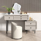 Wood and Metal Vanity Table in Grey/White 5 Storage Drawers Makeup Desk Clearhalo 'Bedroom Furniture' 'furn' 'furn_makeup_vanities' 'Furniture' 'Makeup Vanities' 'makeup_vanities' 5754525