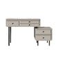 Wood and Metal Vanity Table in Grey/White 5 Storage Drawers Makeup Desk Clearhalo 'Bedroom Furniture' 'furn' 'furn_makeup_vanities' 'Furniture' 'Makeup Vanities' 'makeup_vanities' 5754526