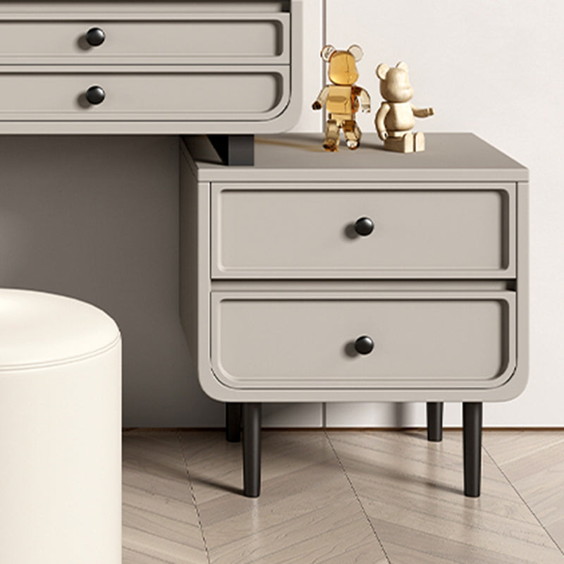 Wood and Metal Vanity Table in Grey/White 5 Storage Drawers Makeup Desk Clearhalo 'Bedroom Furniture' 'furn' 'furn_makeup_vanities' 'Furniture' 'Makeup Vanities' 'makeup_vanities' 5754530