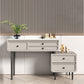 Wood and Metal Vanity Table in Grey/White 5 Storage Drawers Makeup Desk Grey Clearhalo 'Bedroom Furniture' 'furn' 'furn_makeup_vanities' 'Furniture' 'Makeup Vanities' 'makeup_vanities' 5754531
