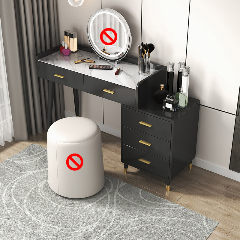 Tavolo da toeletta da toeletta per vanità in bianco/nero con 5 cassetti