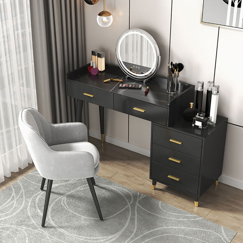 Tavolo da toeletta da toeletta per vanità in bianco/nero con 5 cassetti