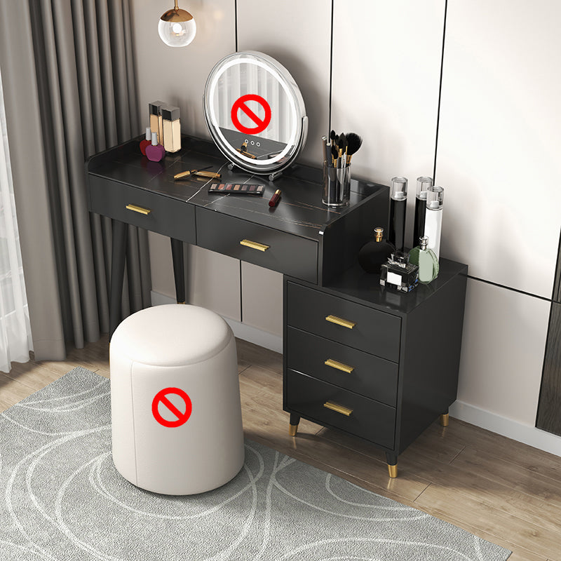 Tavolo da toeletta da toeletta per vanità in bianco/nero con 5 cassetti