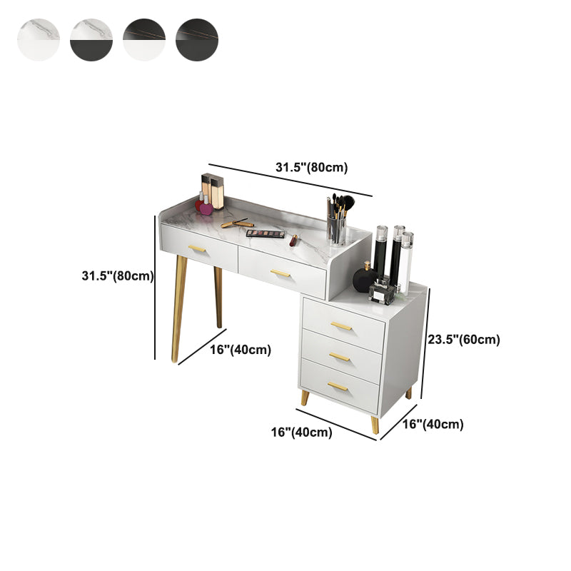 Tavolo da toeletta da toeletta per vanità in bianco/nero con 5 cassetti