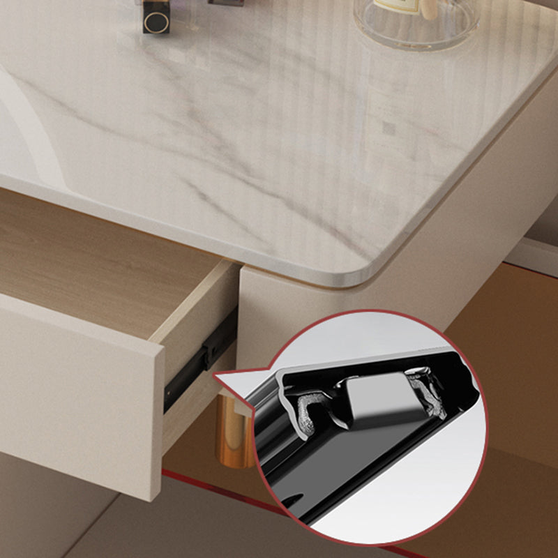 Technischer Holz Make -up -Schminktischhocker mit Glasakzent