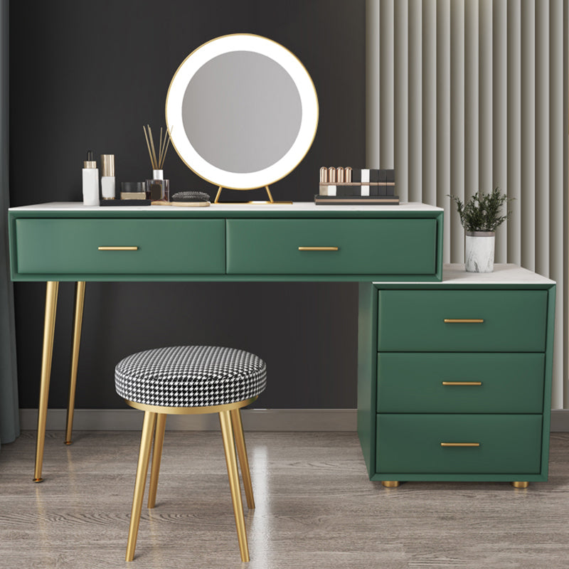 Genuine Leather Vanity Table in Green Luxurious Stone Top Makeup Desk Clearhalo 'Bedroom Furniture' 'furn' 'furn_makeup_vanities' 'Furniture' 'Makeup Vanities' 'makeup_vanities' 5754641