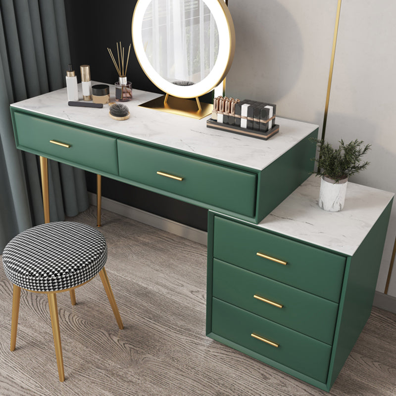 Genuine Leather Vanity Table in Green Luxurious Stone Top Makeup Desk Clearhalo 'Bedroom Furniture' 'furn' 'furn_makeup_vanities' 'Furniture' 'Makeup Vanities' 'makeup_vanities' 5754642