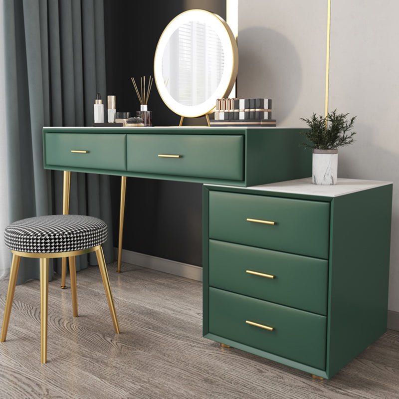 Genuine Leather Vanity Table in Green Luxurious Stone Top Makeup Desk Clearhalo 'Bedroom Furniture' 'furn' 'furn_makeup_vanities' 'Furniture' 'Makeup Vanities' 'makeup_vanities' 5754644