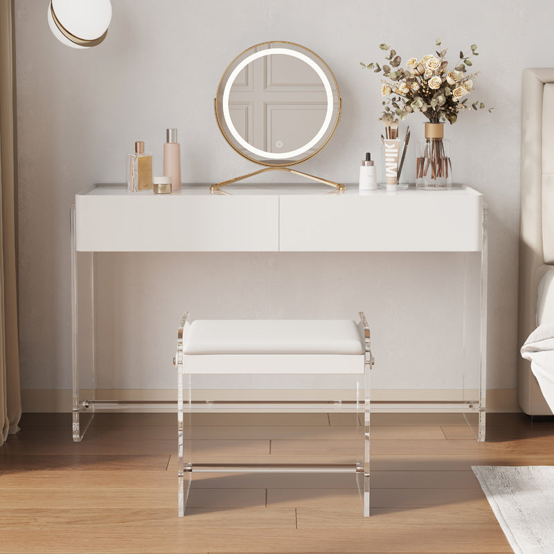 Table de coiffeuse de maquillage de vanité moderne Ensemble de tabourets en blanc