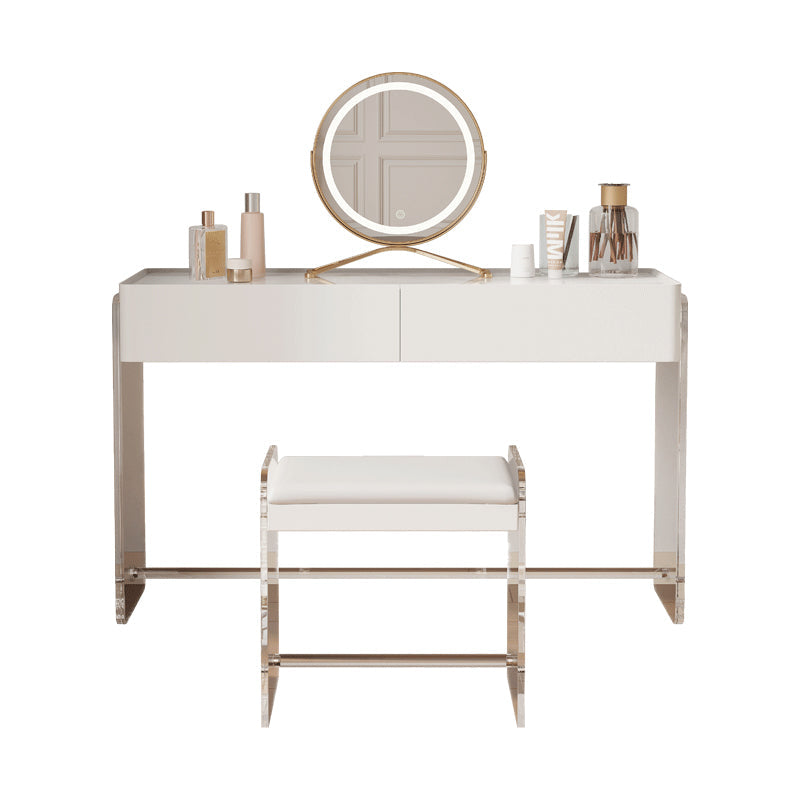Table de coiffeuse de maquillage de vanité moderne Ensemble de tabourets en blanc