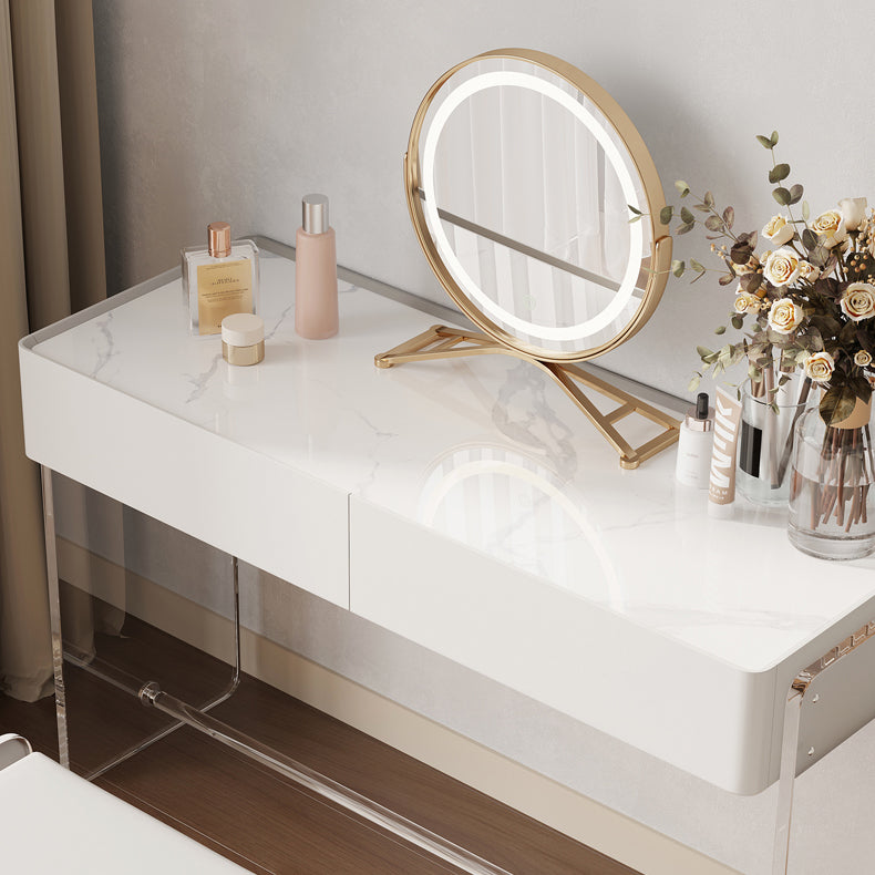 Table de coiffeuse de maquillage de vanité moderne Ensemble de tabourets en blanc