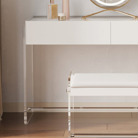 Moderner Waschtisch -Make -up -Schminktisch Acrylhocker in Weiß festgelegt