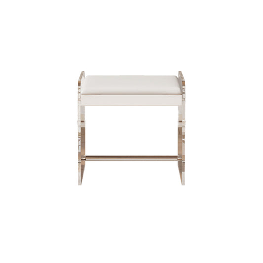 Modern Vanity Makeup Dressing Table Acrylic Stool Set in White Vanity Stool 20"L x 12"W x 18"H