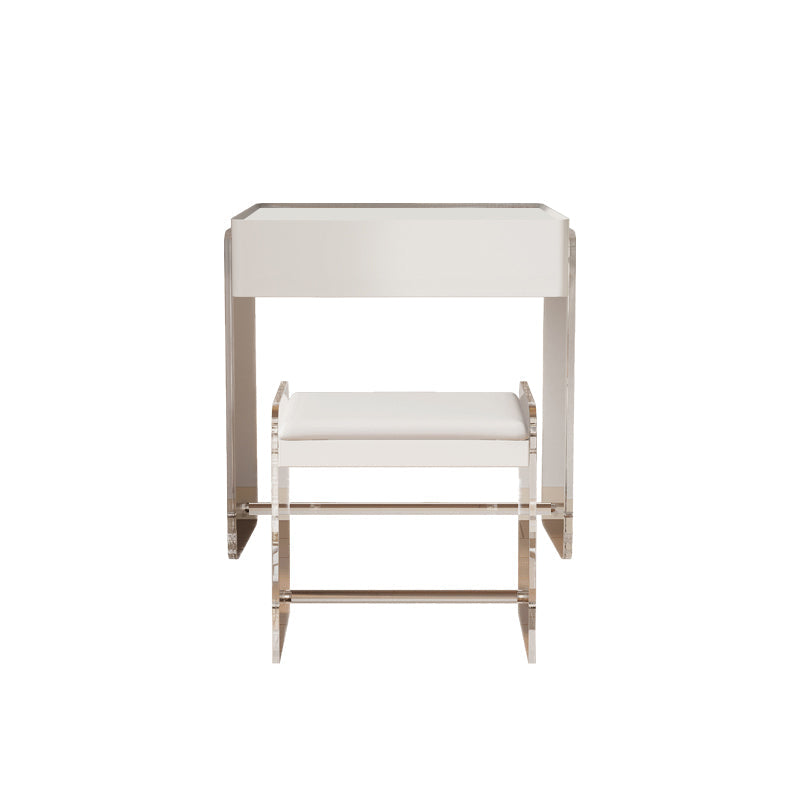 Table de coiffeuse de maquillage de vanité moderne Ensemble de tabourets en blanc