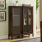 Mid-century Modern 51.18" Tall Glass Paned Accent Cabinet, Wooden Rectangle Cabinet