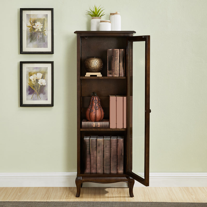 Mid-century Modern 51.18" Tall Glass Paned Accent Cabinet, Wooden Rectangle Cabinet