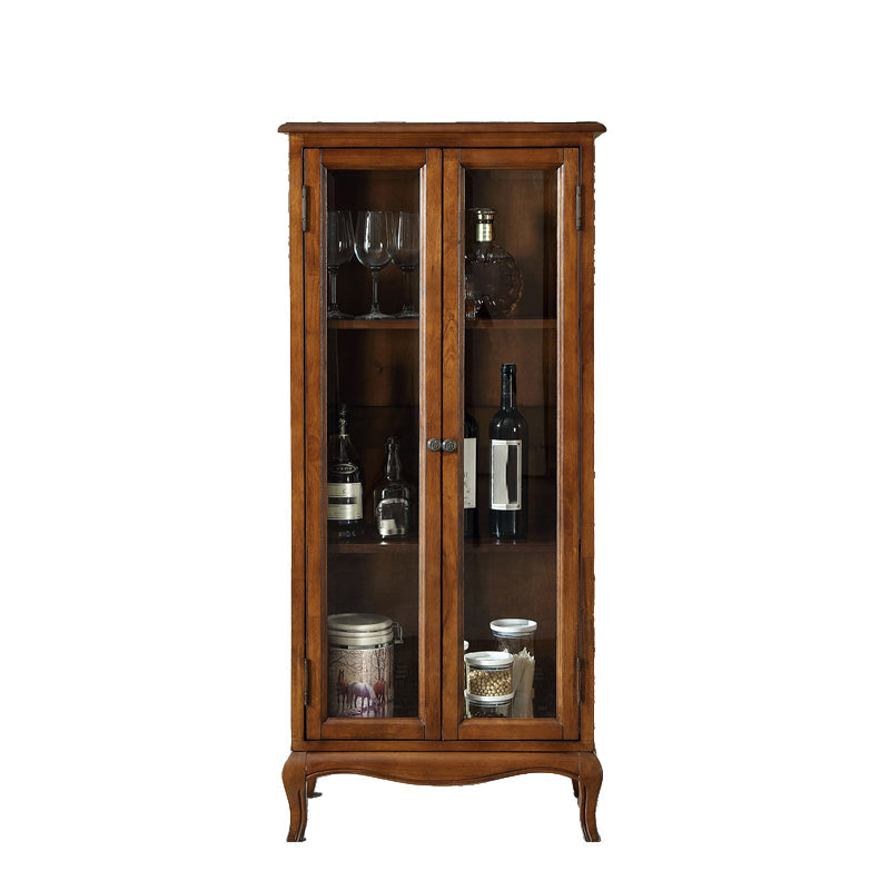 Mid-century Modern 51.18" Tall Glass Paned Accent Cabinet, Wooden Rectangle Cabinet