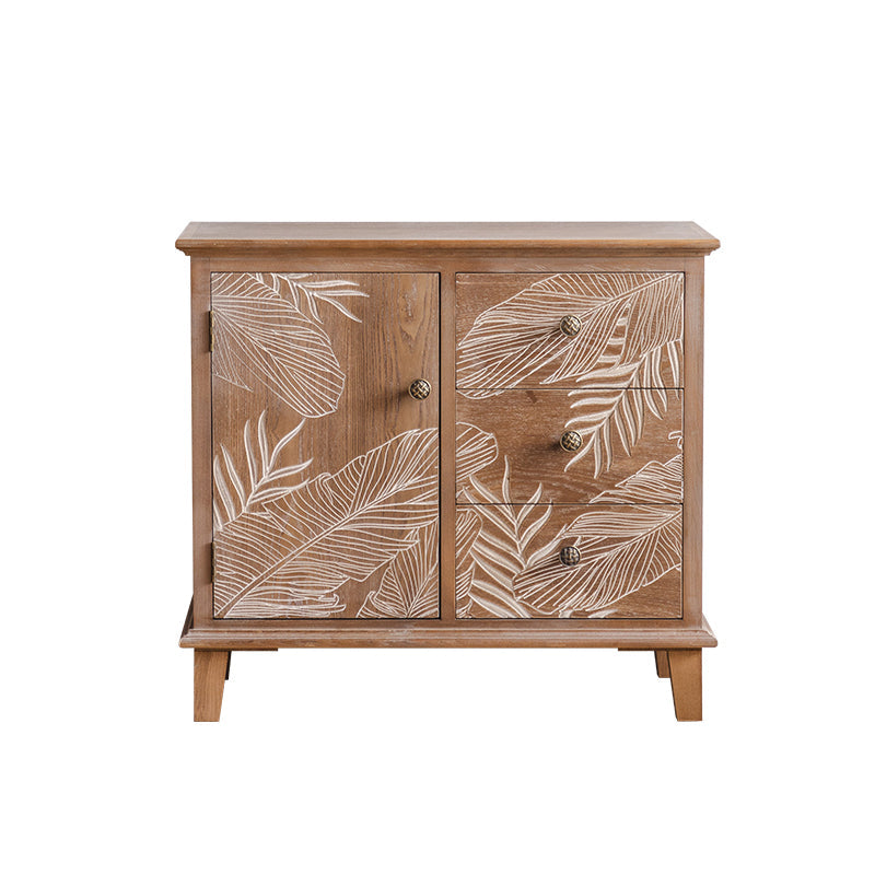 Coffre brun avec tiroirs, armoire rectangulaire en bois en détresse