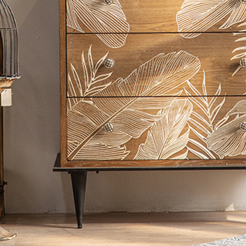 Coffre brun avec tiroirs, armoire rectangulaire en bois en détresse