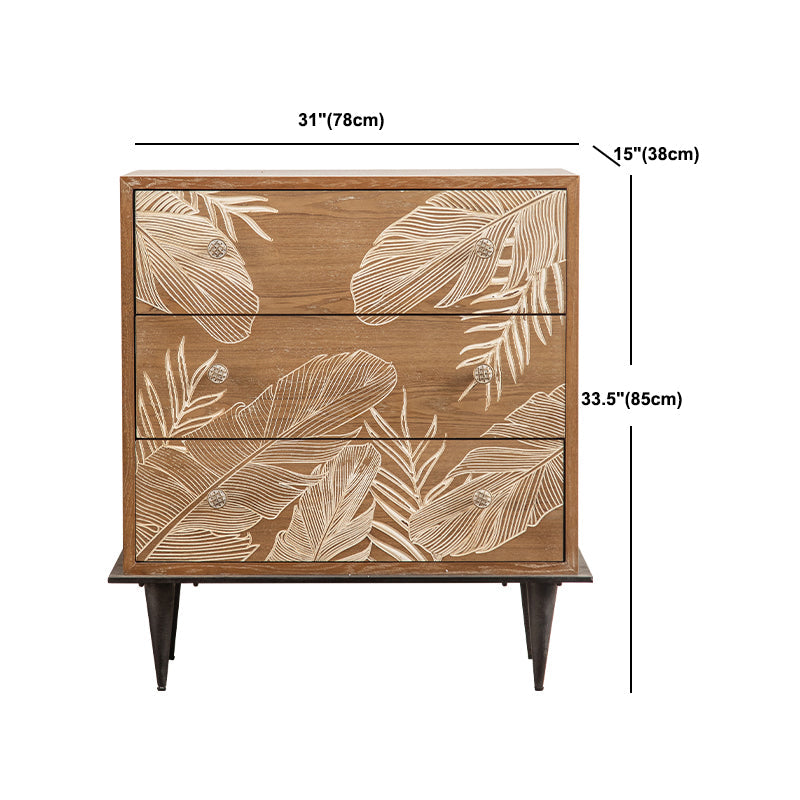 Coffre brun avec tiroirs, armoire rectangulaire en bois en détresse