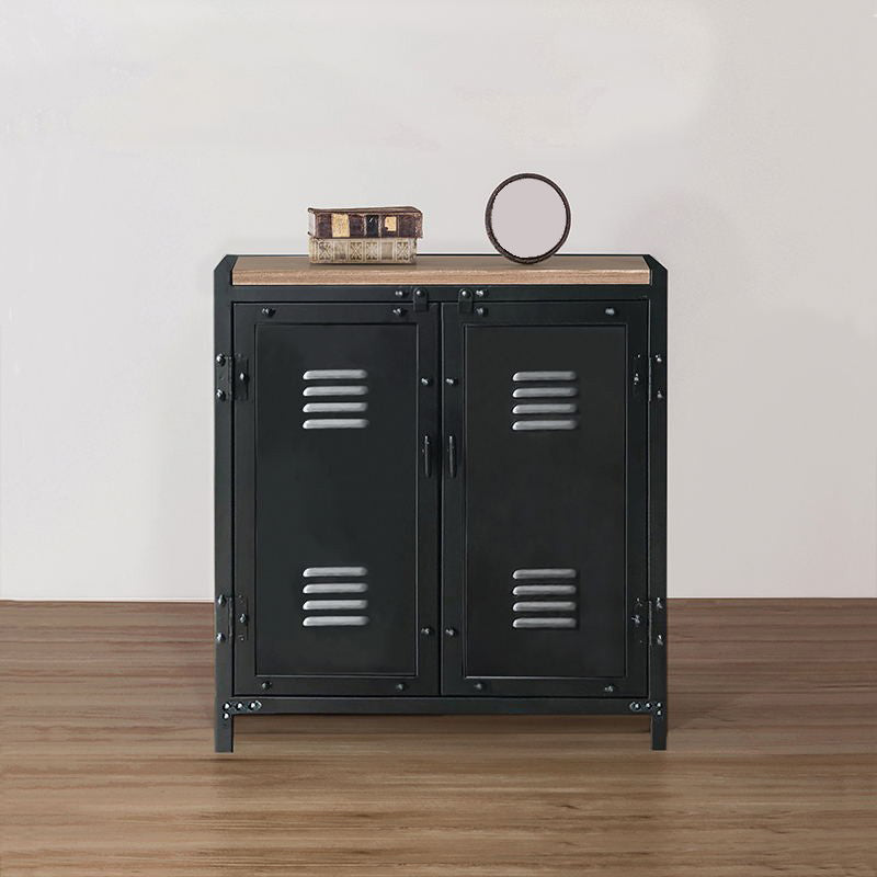 Black Industrial Accent Cabinet with Doors and Bar Pulls Storage Cabinet Iron Clearhalo 'Cabinets & Chests' 'cabinets_chests' 'furn' 'furn_cabinets_chests' 'Furniture' 'Living Room Furniture' 5754791