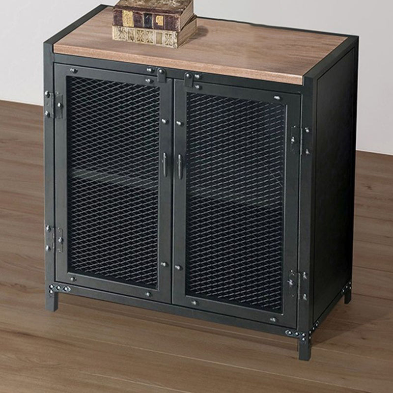 Black Industrial Accent Cabinet with Doors and Bar Pulls Storage Cabinet 47"L x 16"W x 30"H Metal Clearhalo 'Cabinets & Chests' 'cabinets_chests' 'furn' 'furn_cabinets_chests' 'Furniture' 'Living Room Furniture' 5754793